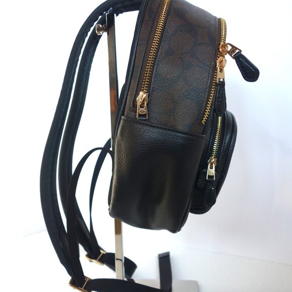 COACH mini Court signature canvas backpack brown and black C8604 EUC - Picture 7 of 13